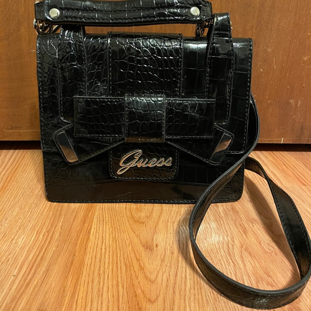 Black Guess Lulin Top Handle Bag
